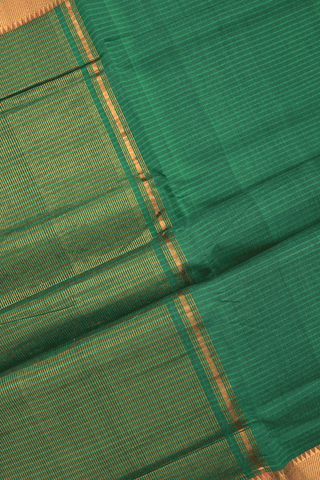 Twill Weave Border Emerald Green Mangalagiri Cotton Saree