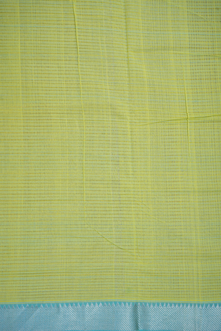 Twill Weave Border Greenish Yellow Mangalagiri Cotton Saree