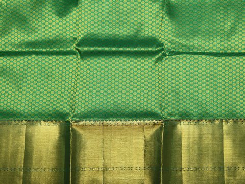 Twill Weave Border In Brocade Fern Green Kanchipuram Silk Unstitched Pavadai Sattai Material