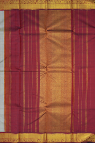 Twill Weave Border Plain Pastel Khaki Kanchipuram Silk Saree