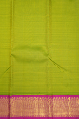 Twill Weave Border Plain Lime Green Kanchipuram Silk Saree