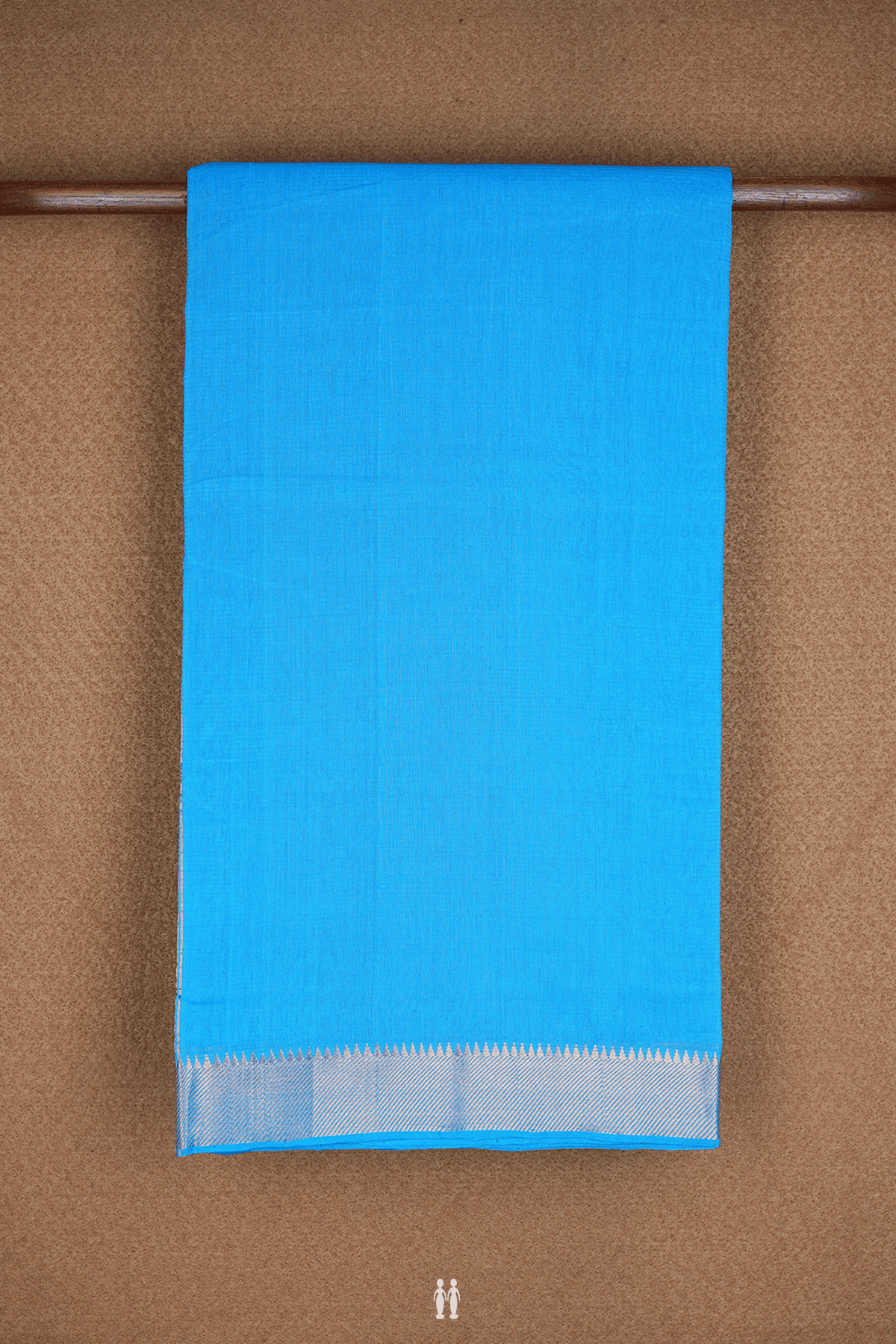 Twill Weave Border Plain Ramar Blue Mangalagiri Cotton Saree