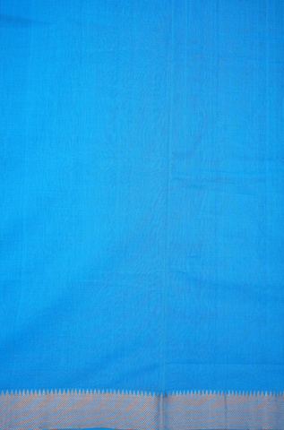 Twill Weave Border Plain Ramar Blue Mangalagiri Cotton Saree