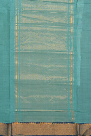 Twill Weave Border Turkish Blue Mangalagiri Cotton Saree