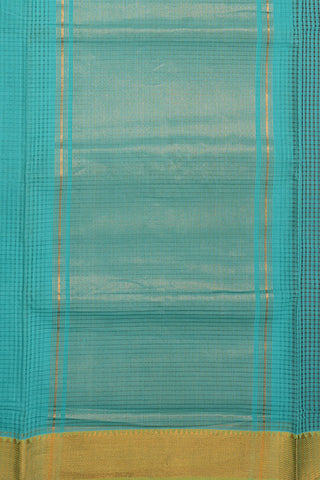 Twill Weave Border Turkish Blue Mangalagiri Cotton Saree