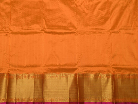 Twill Weave Border With Bindi Buttis Rust Brown Kanchipuram Silk Unstitched Pavadai Sattai Material