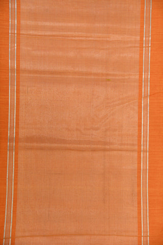 Twill Weave Silver Zari Border In Plain Orange Mangalagiri Cotton Saree