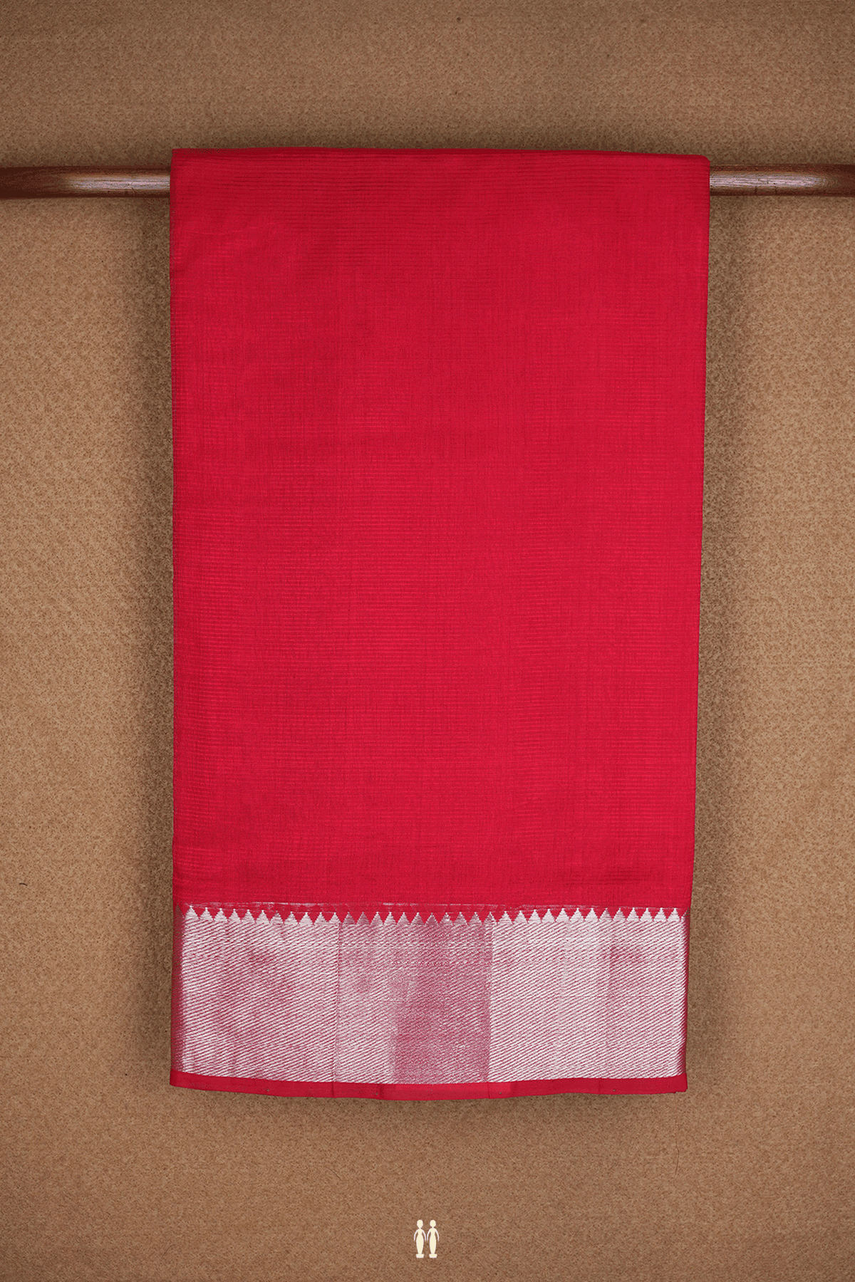 Twill Weave Zari Border Chilli Red Mangalagiri Silk Saree