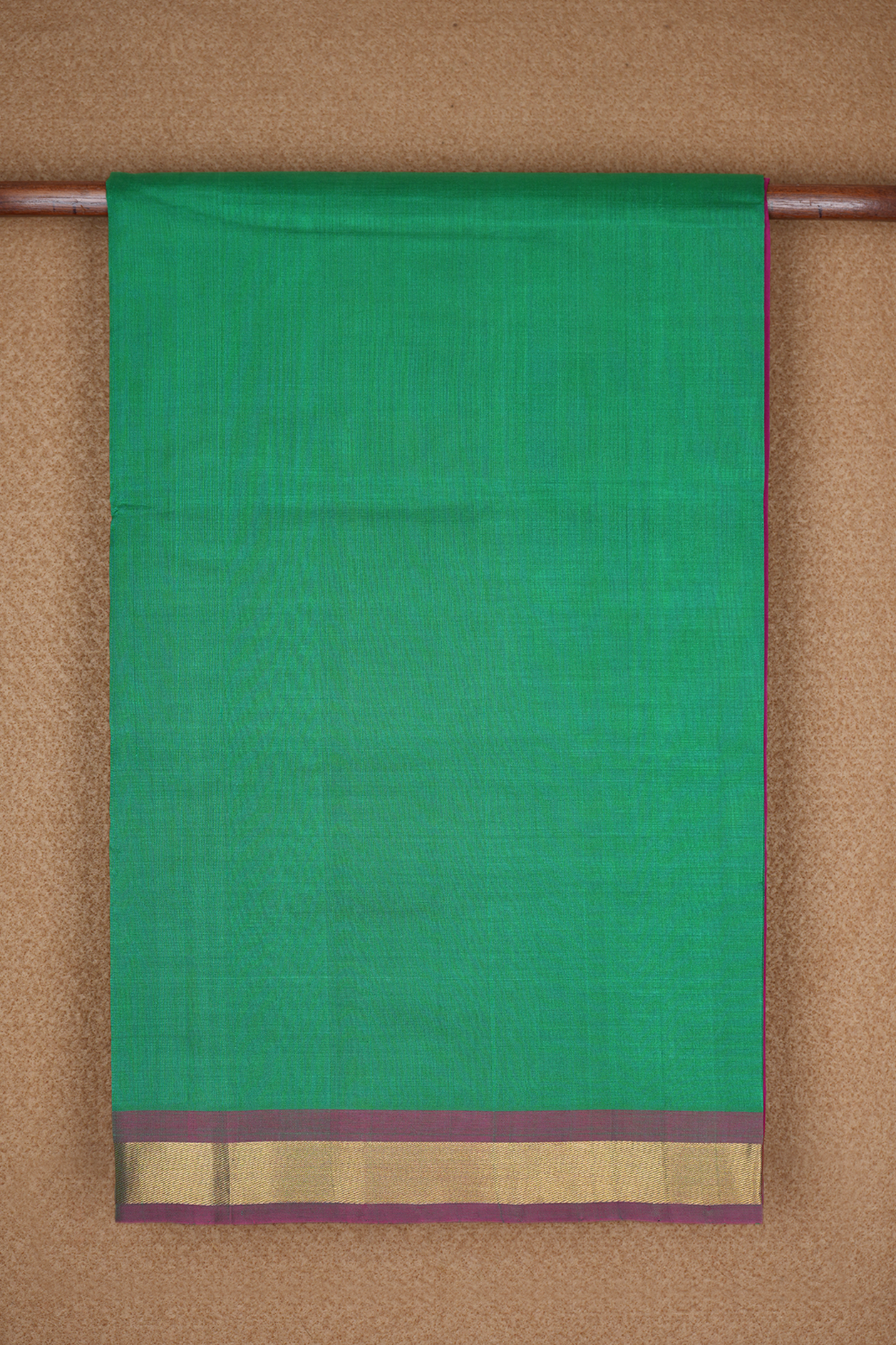 Twill Weave Zari Border Emerald Green Silk Cotton Saree