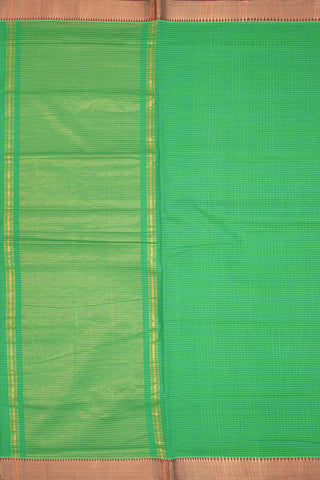 Twill Weave Zari Border Green Mangalagiri Cotton Saree