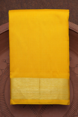 Twill Weave Zari Border Honey Yellow Kanchipuram Silk Saree