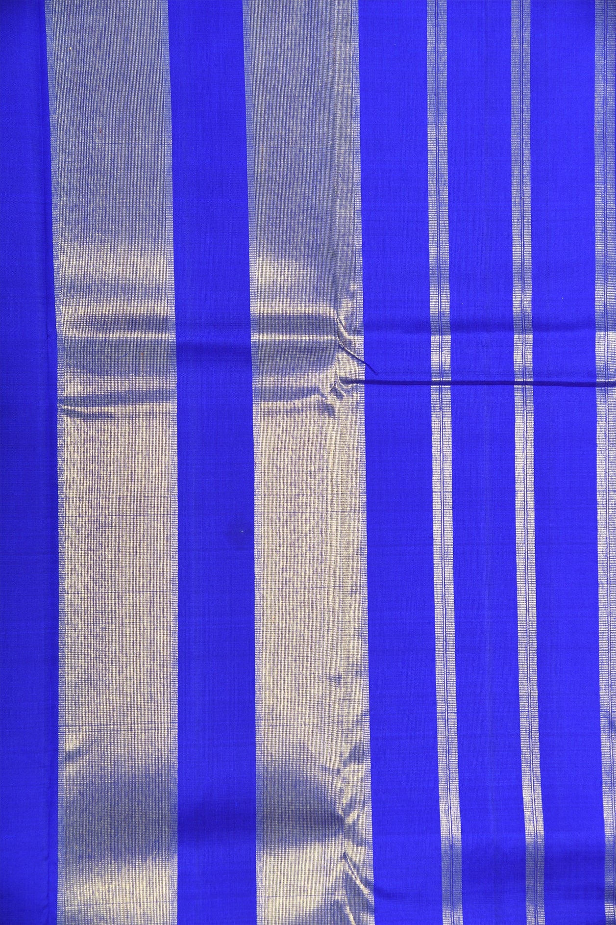 Twill Weave Zari Border In Plain Cobalt Blue Kanchipuram Silk Saree