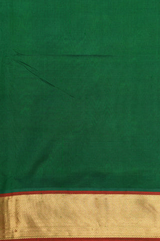 Twill Weave Zari Border In Plain Green Nine Yards Silk Cotton Saree