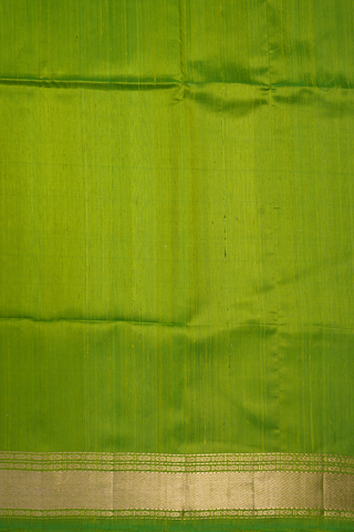 Twill Weave Zari Border Lime Green Raw Silk Saree
