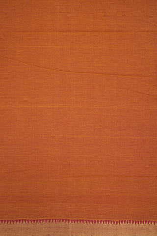 Twill Weave Zari Border Ochre Orange Mangalagiri Cotton Saree