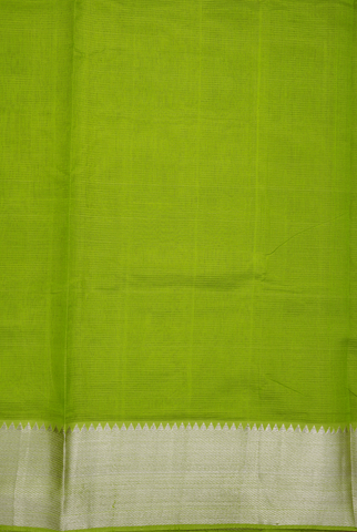 Twill Weave Zari Border Parrot Green Mangalagiri Silk Saree