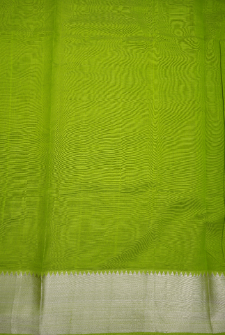 Twill Weave Zari Border Parrot Green Mangalagiri Silk Saree