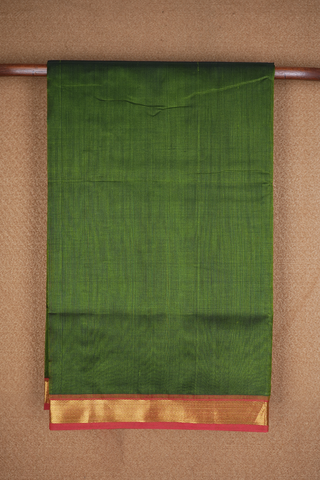 Twill Weave Zari Border Plain Fern Green Silk Cotton Saree
