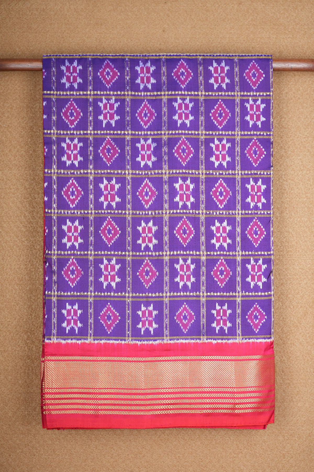 Twill Weave Zari Border Purple Pochampally Silk Saree