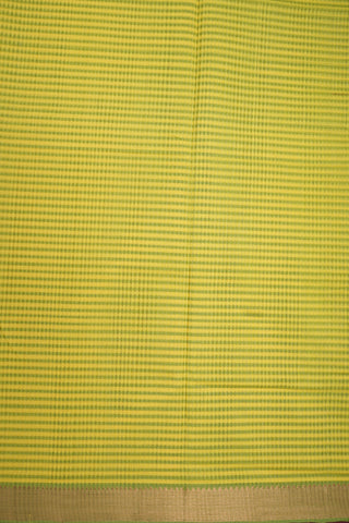 Twill Weave Zari Border Yellow And Fern Green Mangalagiri Cotton Saree