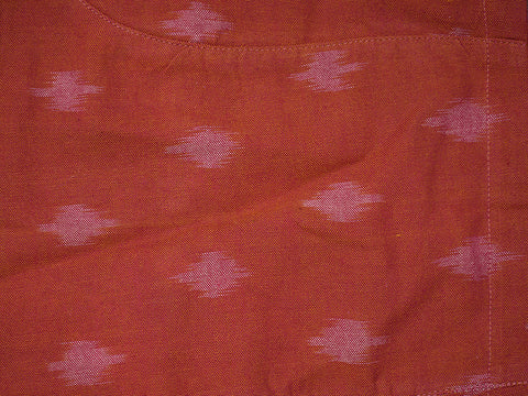 U- Neck Rust Orange Ikat Cotton Readymade Blouse