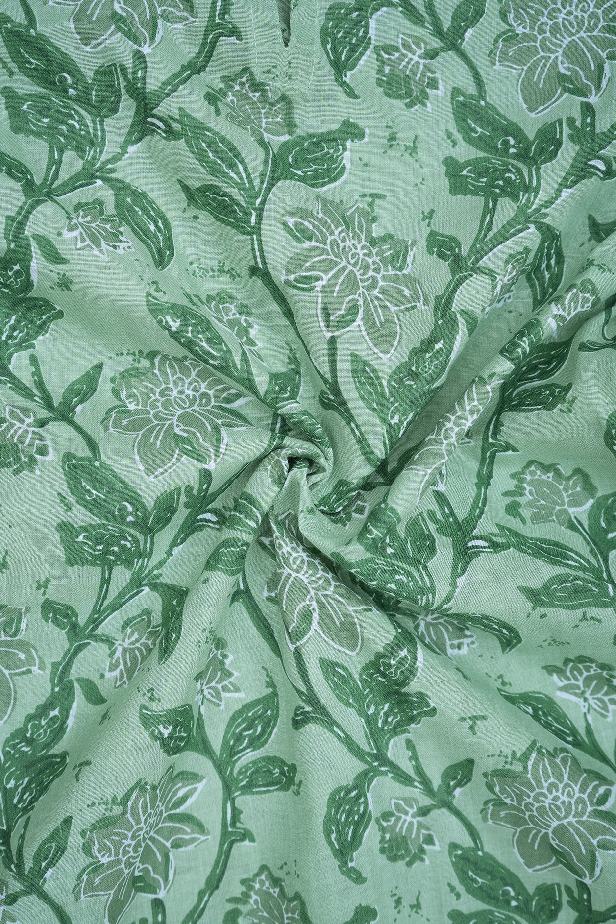 U Neck Floral Motifs Sage Green Printed Jaipur Salwar Set
