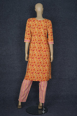 U Neck Patch Work Mustard Yellow Printed Jaipur Salwar Set