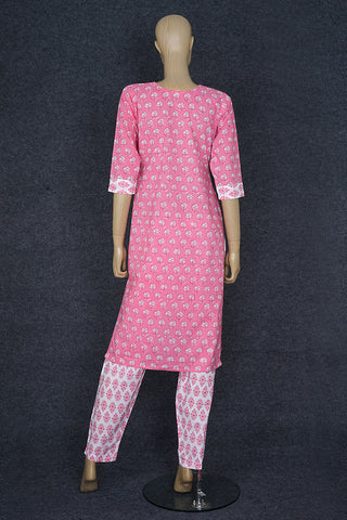 U Neck Patch Work Orchid Pink Printed Jaipur Salwar Set