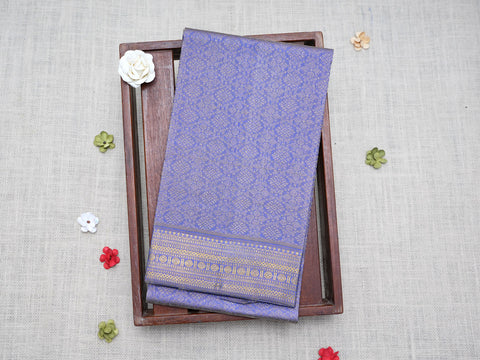 Floral Design Violet Banaras Unstitched Blouse Material