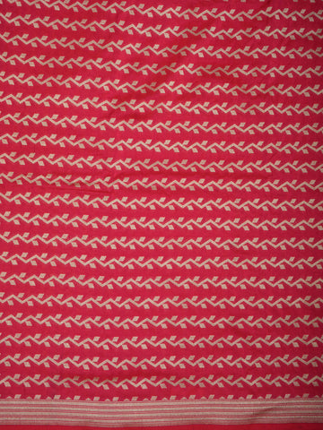 Allover Chevron And Leaf Design Crimson Red Banaras Silk Unstitched Blouse Material