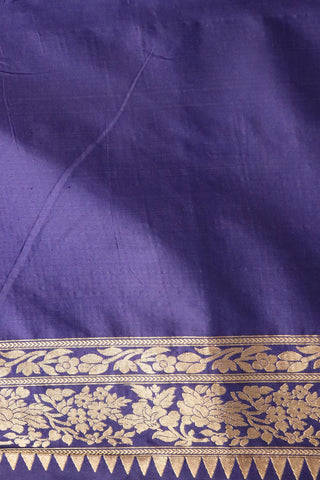 Floral Creeper Design Navy Blue Banaras Silk Saree