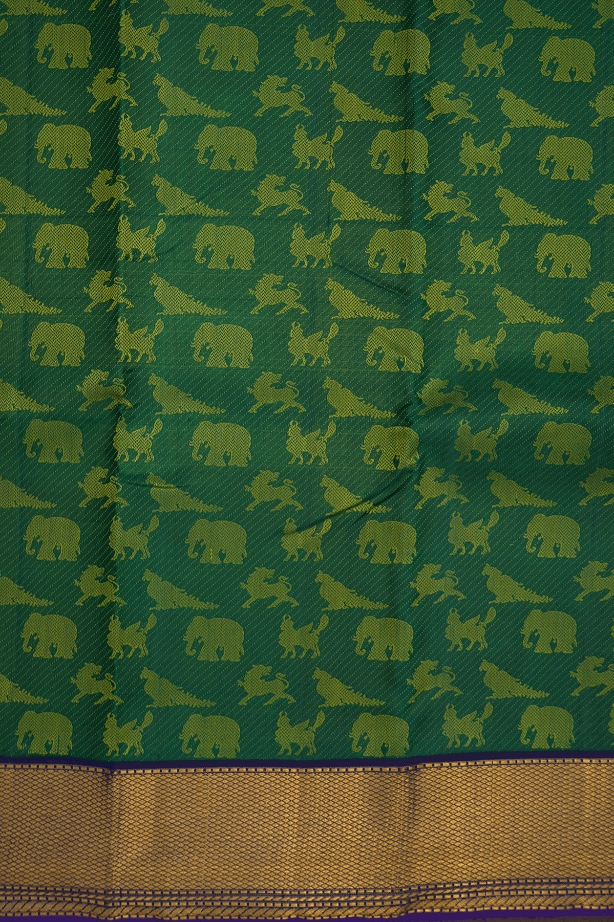 Vanasingaram Design Emerald Green Kanchipuram Silk Saree