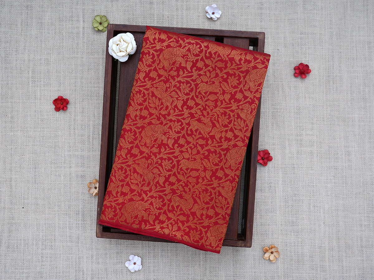 Vanasingaram Design Scarlet Red Unstitched Blouse Material