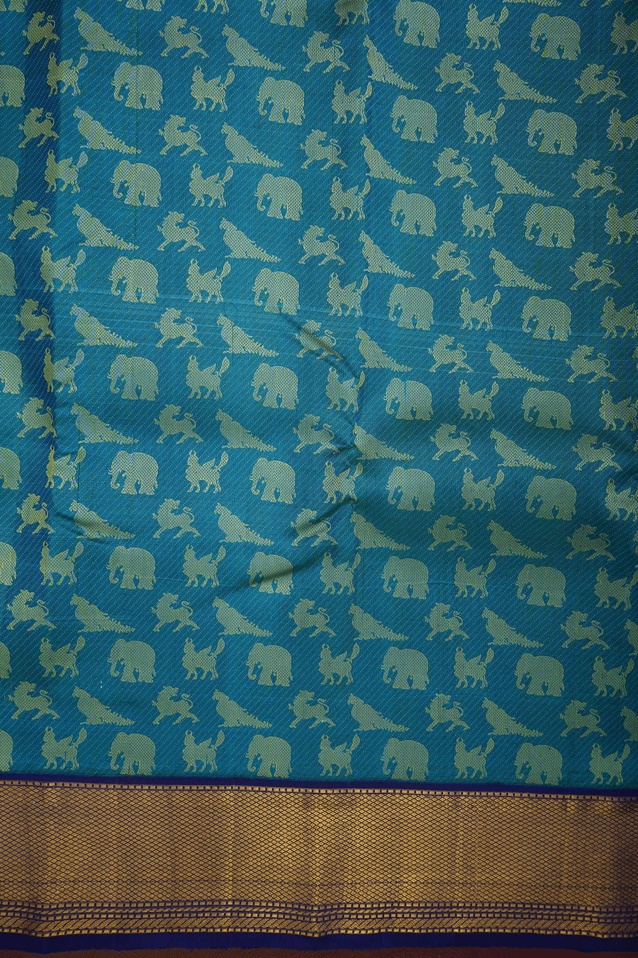 Vanasingaram Design Teal Blue Kanchipuram Silk Saree