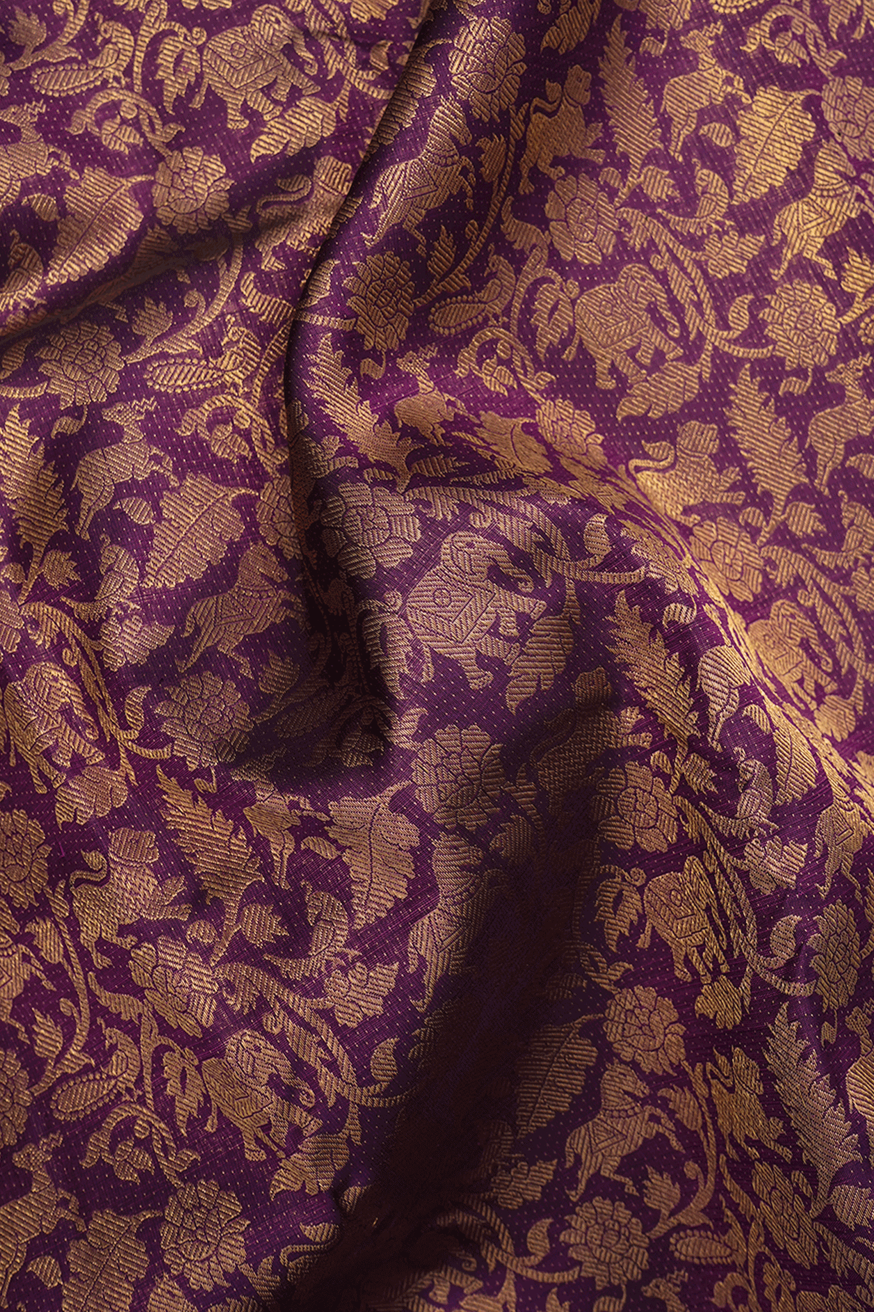 Vanasingaram Zari Design Deep Purple Kanchipuram Silk Saree – Sundari Silks