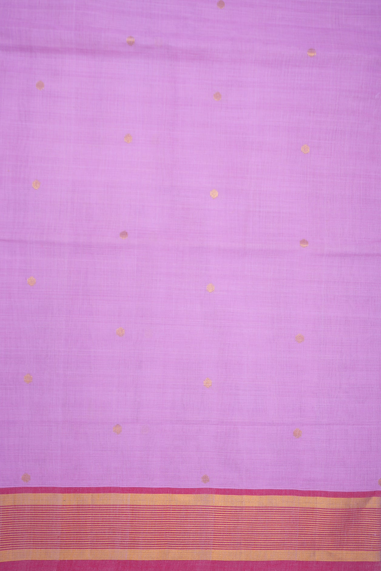 Zari Stripes Border With Allover Dot Butta Lavender Venkatagiri Cotton Saree