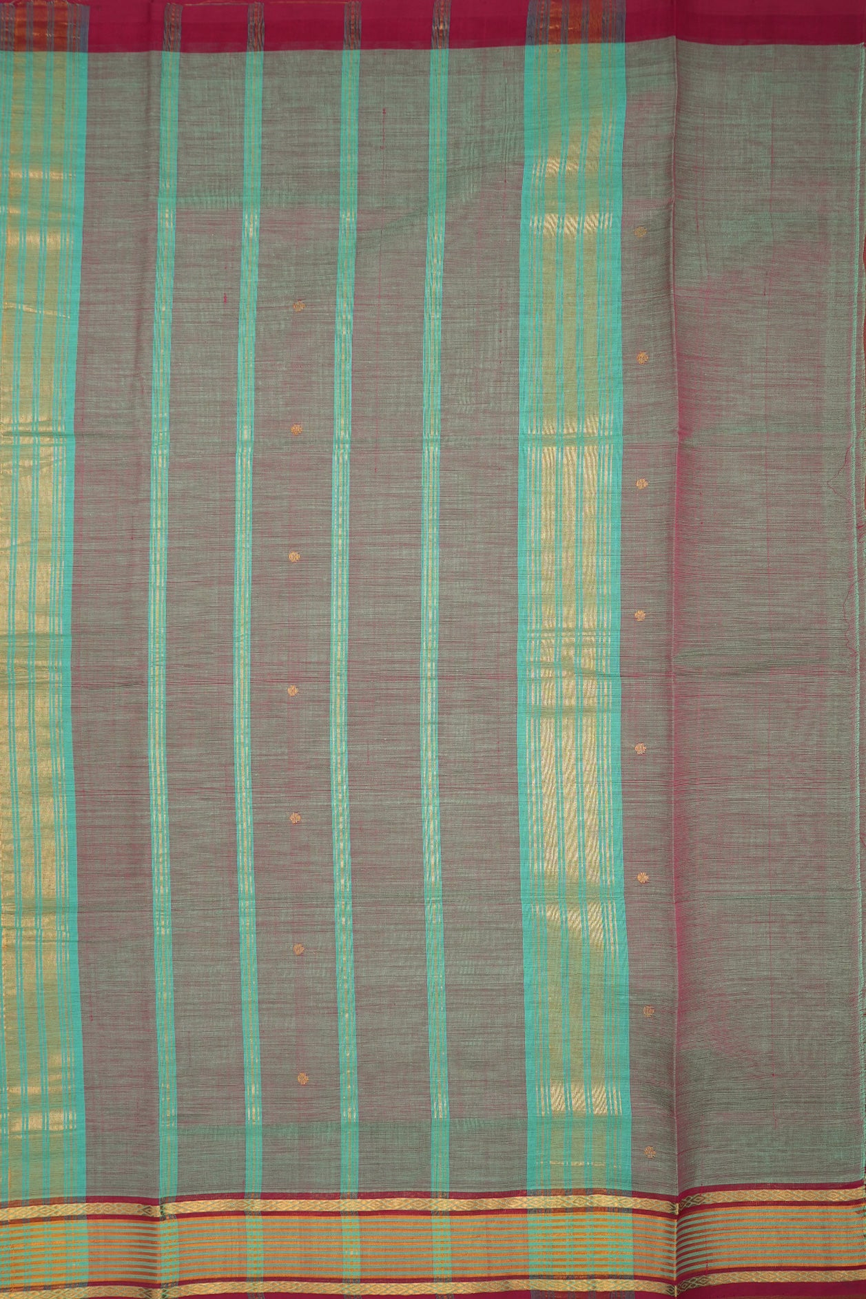 Gold Zari Stripes Border Dual Tone Venkatagiri Cotton Saree