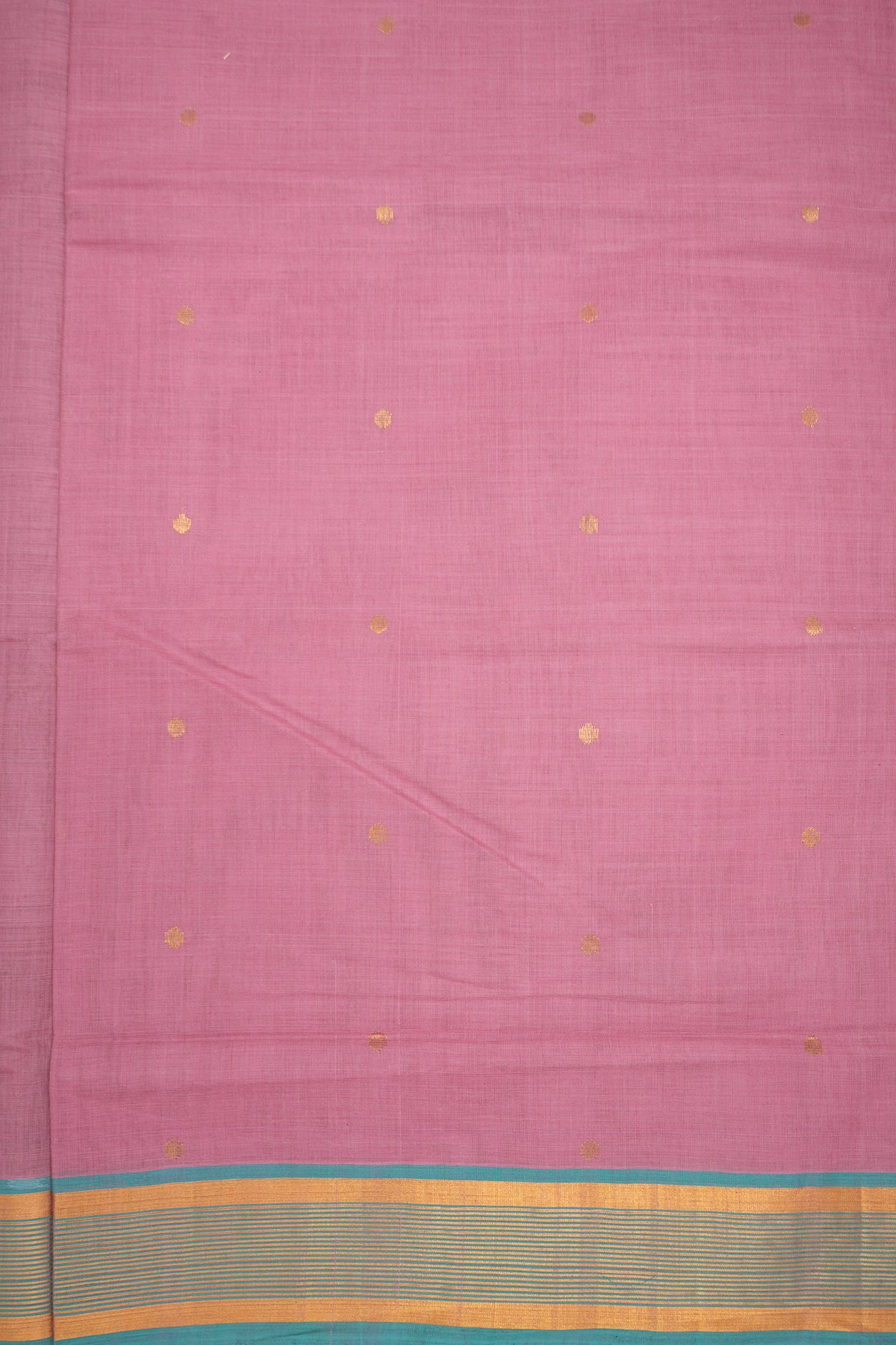 Zari Stripes Border With Allover Dot Butta Orchid Pink Venkatagiri Cotton Saree