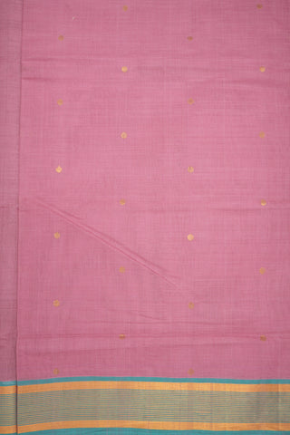 Zari Stripes Border With Allover Dot Butta Orchid Pink Venkatagiri Cotton Saree