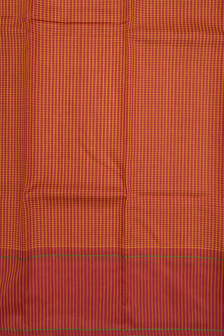 Vertical Stripe Border Maroon Yellow Koorainadu Cotton Saree