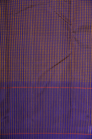 Vertical Stripes Border With Small Checks Purple And Mustard Koorainadu Cotton Saree