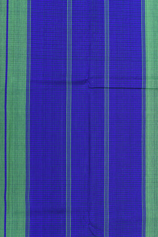 Vertical Stripes Border With Small Checks Cobalt Blue Koorainadu Cotton Saree