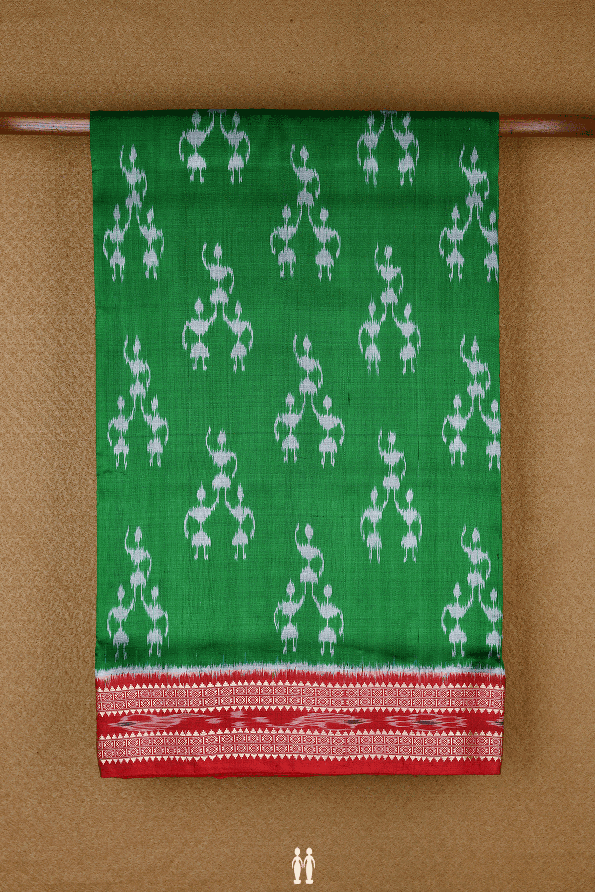 Warli Printed Design Parrot Green Odisha Silk Saree