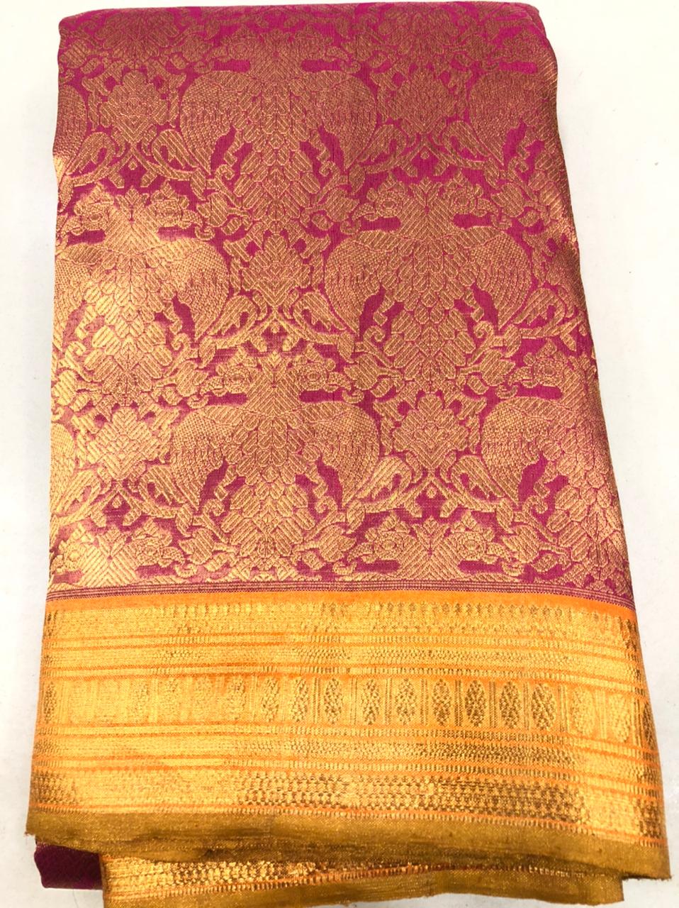 Gandaberunda Motif  Pink Kanchipuram Silk Saree