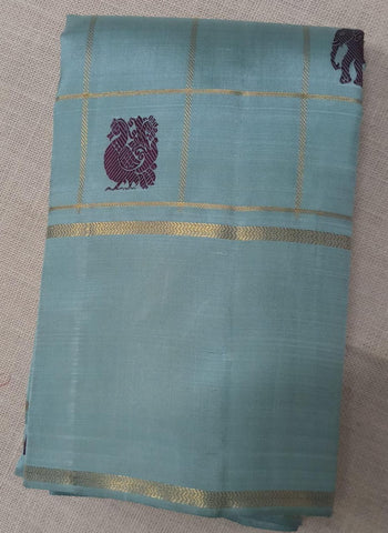 annam motif turquoise blue kanchipuram silk saree
