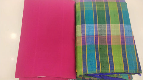 Checks Kanchipuram Silk Multicolor Saree