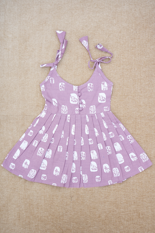 Assorted With Tie-Up Lavender Cotton Baby Frock