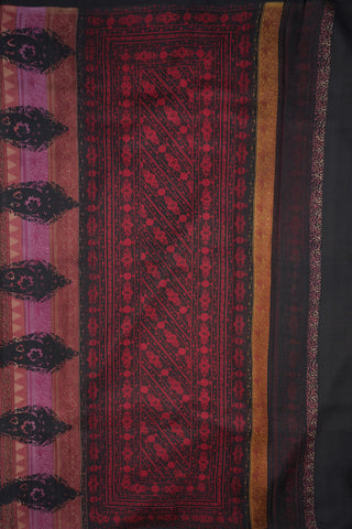 Kashmiri Print Black Kanchipuram Silk Saree