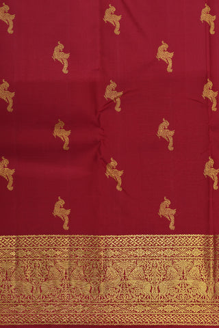 Parrot Motif With Yazhi Zari Red Kanchipuram Silk Saree