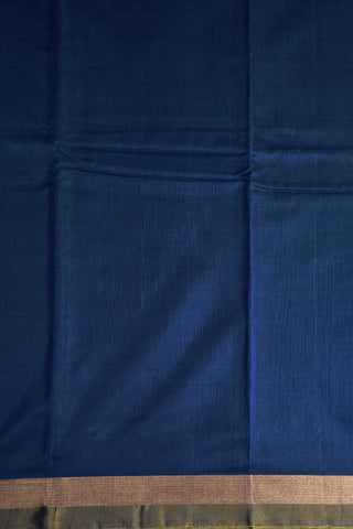 Zari Border Navy Blue Kora Silk Cotton Saree